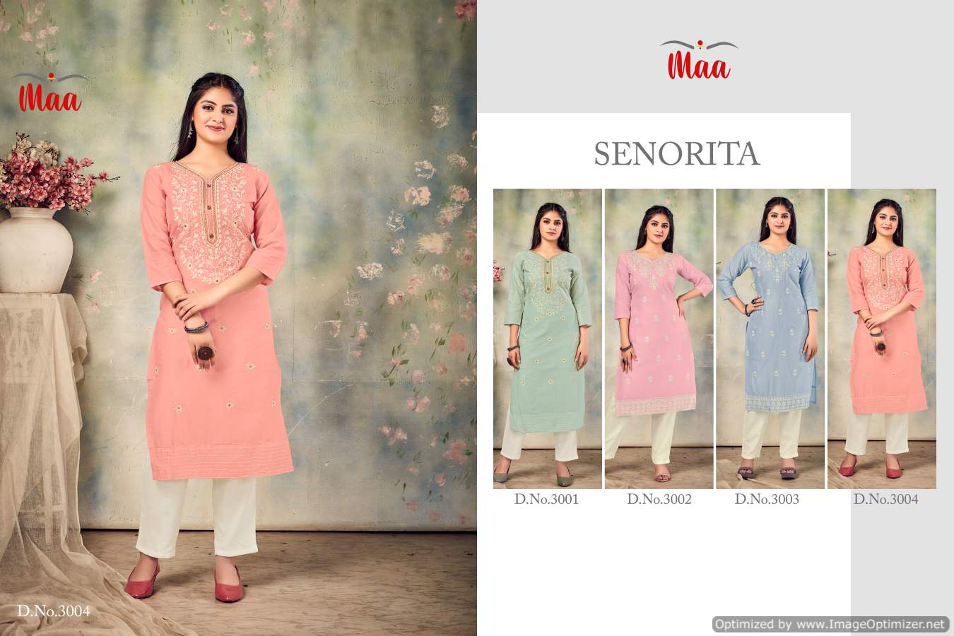 Maa Senorita Fancy Ethnic Wear Cotton Embroidery Kurti Collection